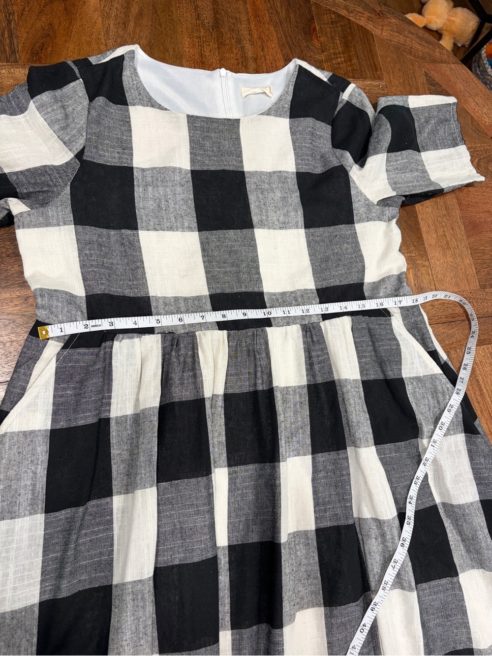 Roolee Black & White Gingham Check Short Sleeve Cotton Blend Midi Dress Size L - Picture 13 of 15